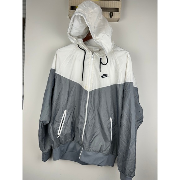 Nike Windrunner Jacket Gray White Full Zip Lightweight large - Picture 1 of 11
